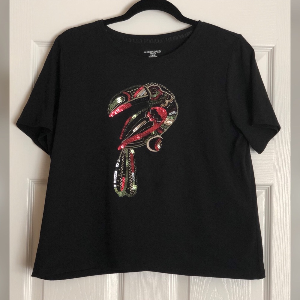 Allison Daley Sequin Toucan Boxy T-shirt.
